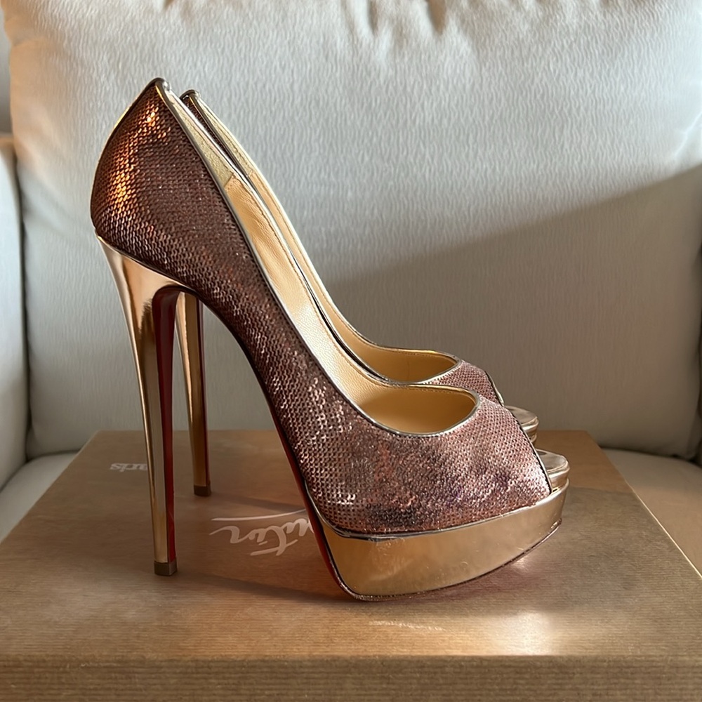 Louboutin Lady Peep 150 Paill Sirene